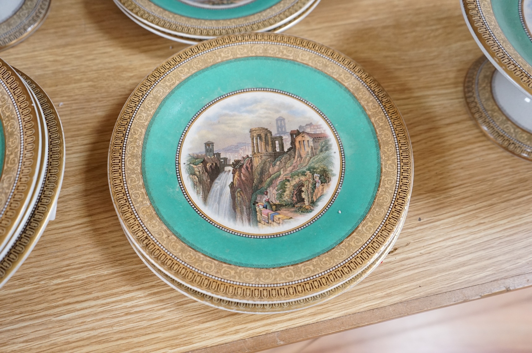 A Victorian multicolour transfer printed dessert service, by F & R Pratt, largest 23cm diameter